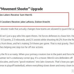 媒体支招湖人交易19+4后卫，送24岁前锋不明智，替补射手当添头？
